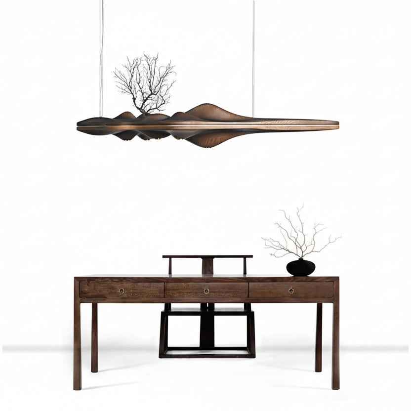 Modern Solid Wood Resin Pendant Light Chinese Japanese Nordic Creative Retro Branch Lamp for Dining Kitchen Island wooden lamp LUUX