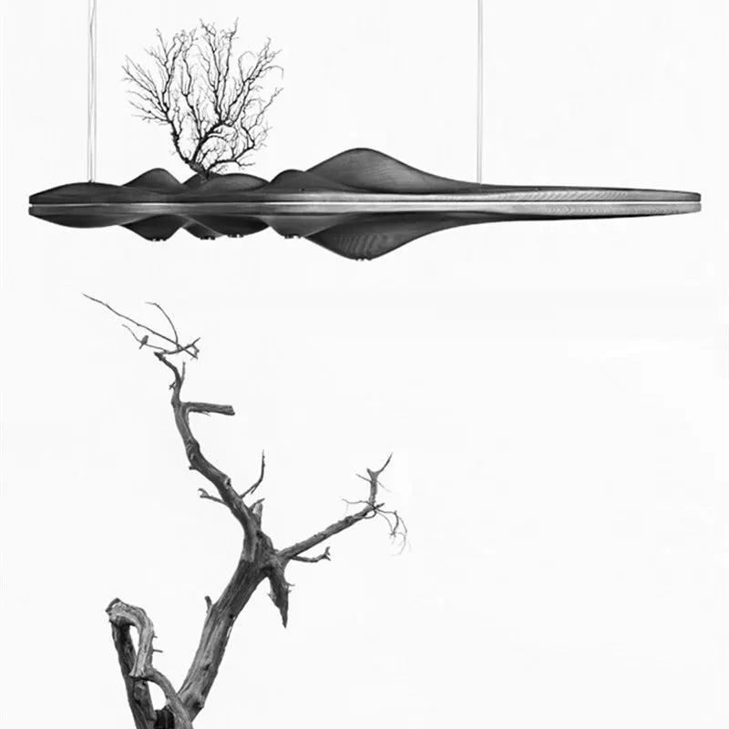 Modern Solid Wood Resin Pendant Light Chinese Japanese Nordic Creative Retro Branch Lamp for Dining Kitchen Island wooden lamp LUUX