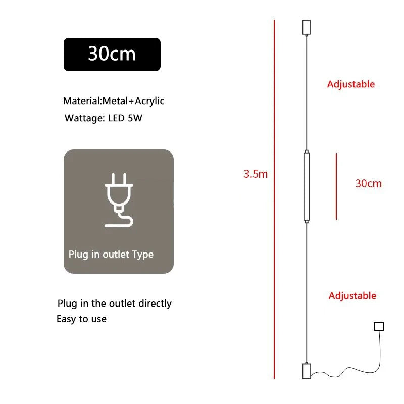 Italian design LED floor lamp, bedroom bedside acrylic wall lamp, long line lamp, modern black hotel living room LED floor lamp LUUX