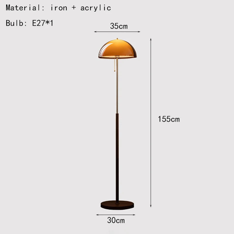 Vintage Dark Brown Acrylic Lampshade Floor Lamp E27 Bulb For Bedroom Living Room Office Indoor Home Decorative Lighting Fixture LUUX