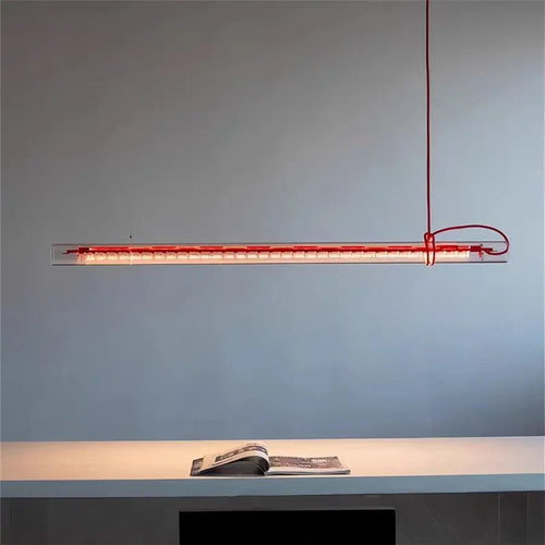 Creative Design Red Line Lamp Restaurant Chandelier Art Kitchen Lamp Tubular Suspension Lamp Led Long Glass Linear Lamp LUUX
