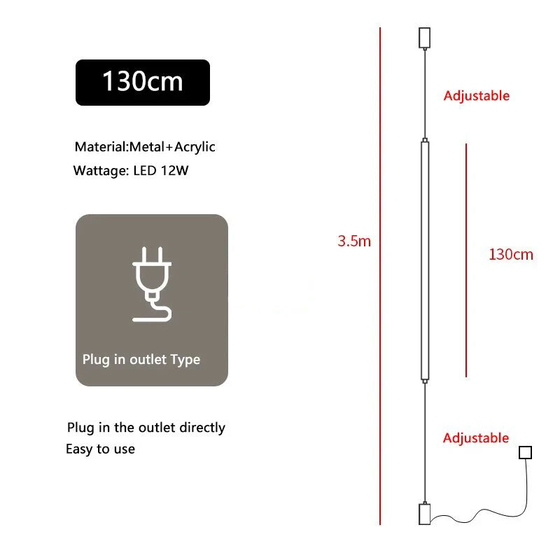 Italian design LED floor lamp, bedroom bedside acrylic wall lamp, long line lamp, modern black hotel living room LED floor lamp LUUX