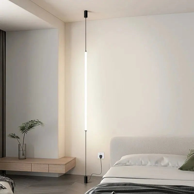 Italian design LED floor lamp, bedroom bedside acrylic wall lamp, long line lamp, modern black hotel living room LED floor lamp LUUX