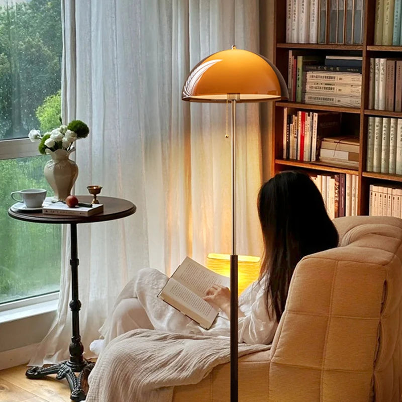 Vintage Dark Brown Acrylic Lampshade Floor Lamp E27 Bulb For Bedroom Living Room Office Indoor Home Decorative Lighting Fixture LUUX