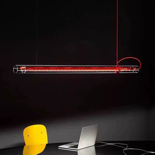 Creative Design Red Line Lamp Restaurant Chandelier Art Kitchen Lamp Tubular Suspension Lamp Led Long Glass Linear Lamp LUUX