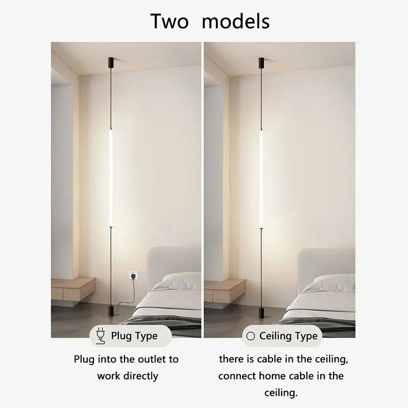 Italian design LED floor lamp, bedroom bedside acrylic wall lamp, long line lamp, modern black hotel living room LED floor lamp LUUX