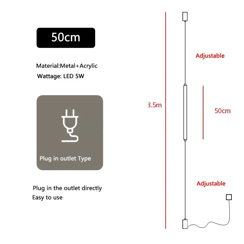 Italian design LED floor lamp, bedroom bedside acrylic wall lamp, long line lamp, modern black hotel living room LED floor lamp LUUX
