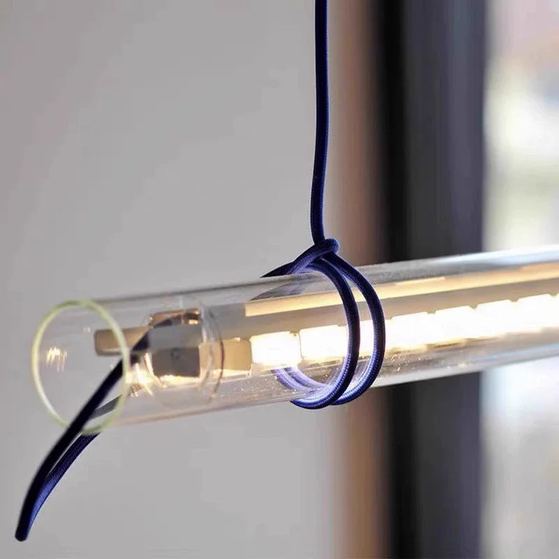 Creative Design Red Line Lamp Restaurant Chandelier Art Kitchen Lamp Tubular Suspension Lamp Led Long Glass Linear Lamp LUUX
