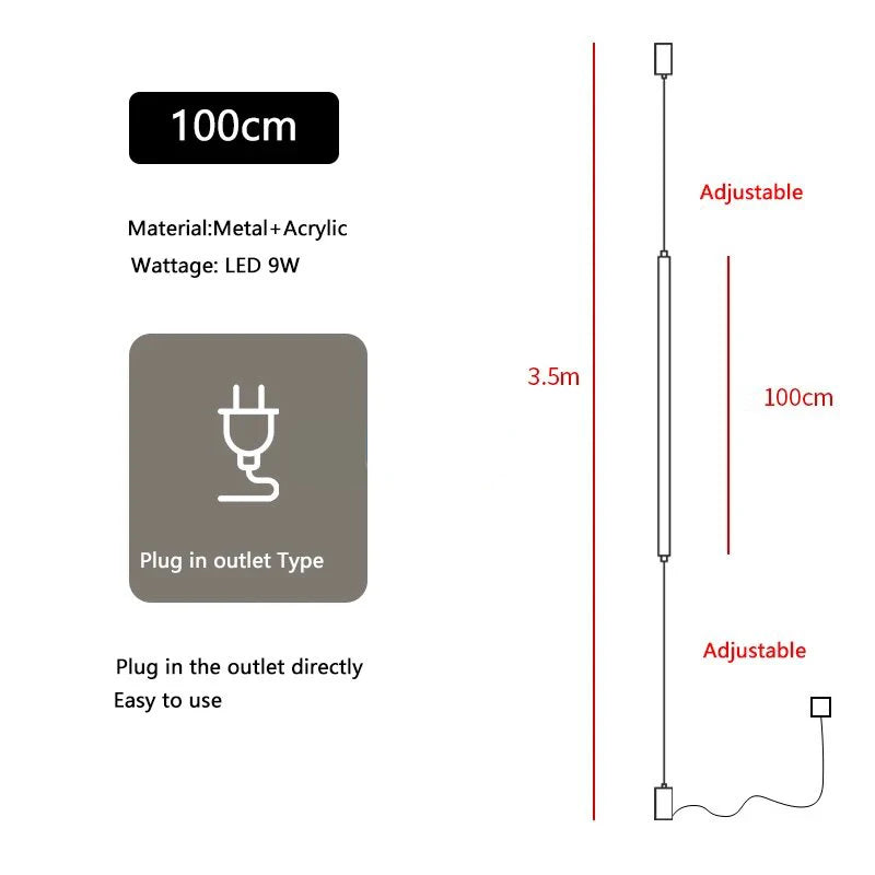 Italian design LED floor lamp, bedroom bedside acrylic wall lamp, long line lamp, modern black hotel living room LED floor lamp LUUX